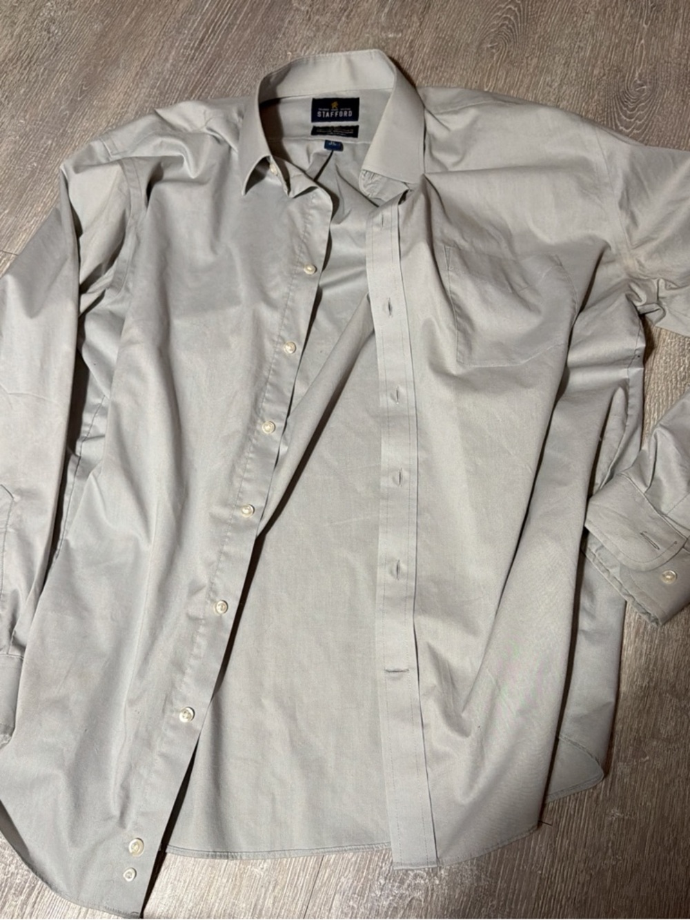 Stafford Light Gray Men's Dress Shirt - Classic Spread Collar